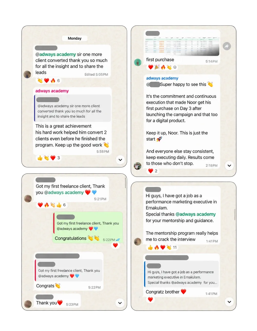 Student testimonial collage 1
